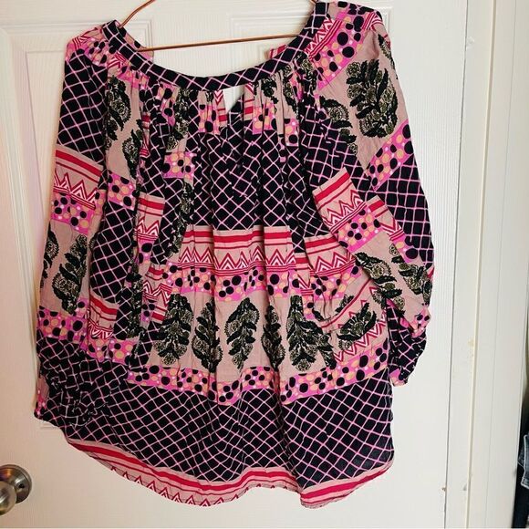 EUC Persaman NY Pink Graphic Printed Blouse Large - Picture 5 of 6